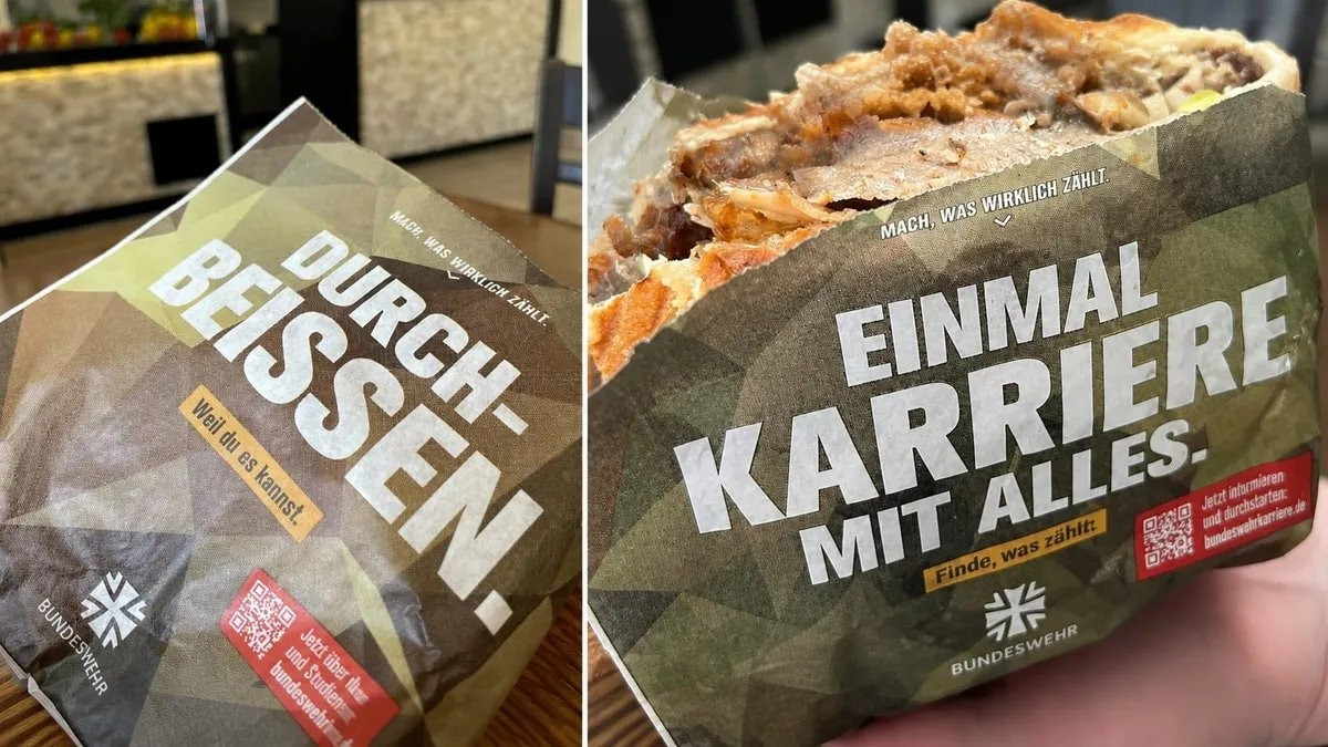 Alman ordusu, askerliğe katılımı teşvik etmek amacıyla Türk dönercilerine reklam verdi