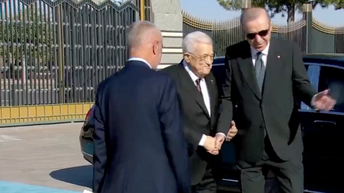 Cumhurbaşkanı Erdoğan Filistin Devlet Başkanı Abbas’ı Beştepe’de karşıladı