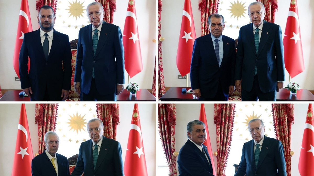 Cumhurbaşkanı Erdoğan, 4 büyük kulübün başkanlarını Dolmabahçe’de kabul etti